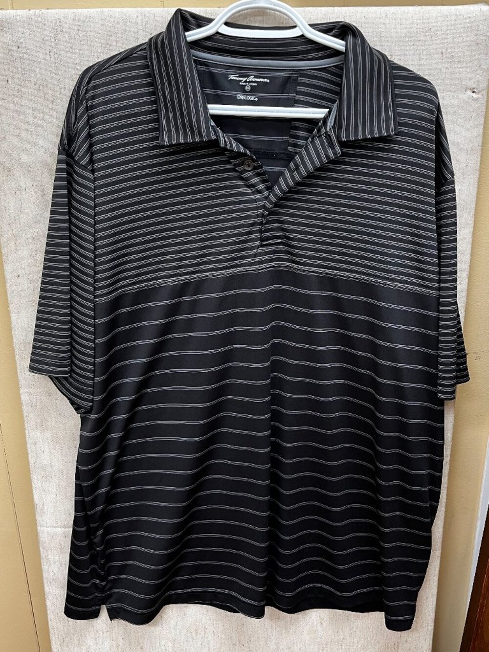 Tommy Bahama Men's Black Striped Performance IslandZone Golf Polo Shirt XXL